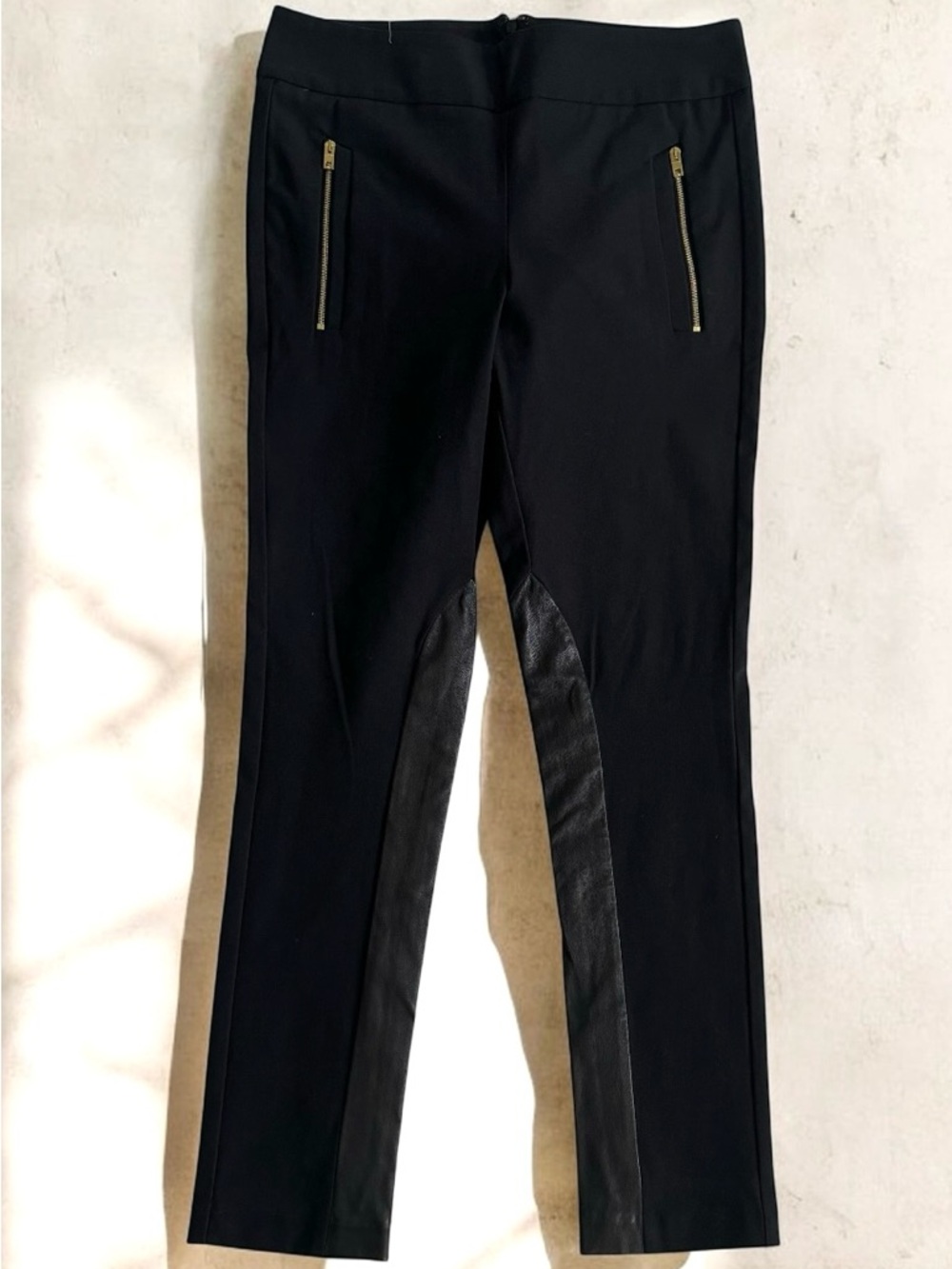 🆕 Rag & Bone Lamb Leather Panel Skinny Moto Pants High Waist Black Stretch